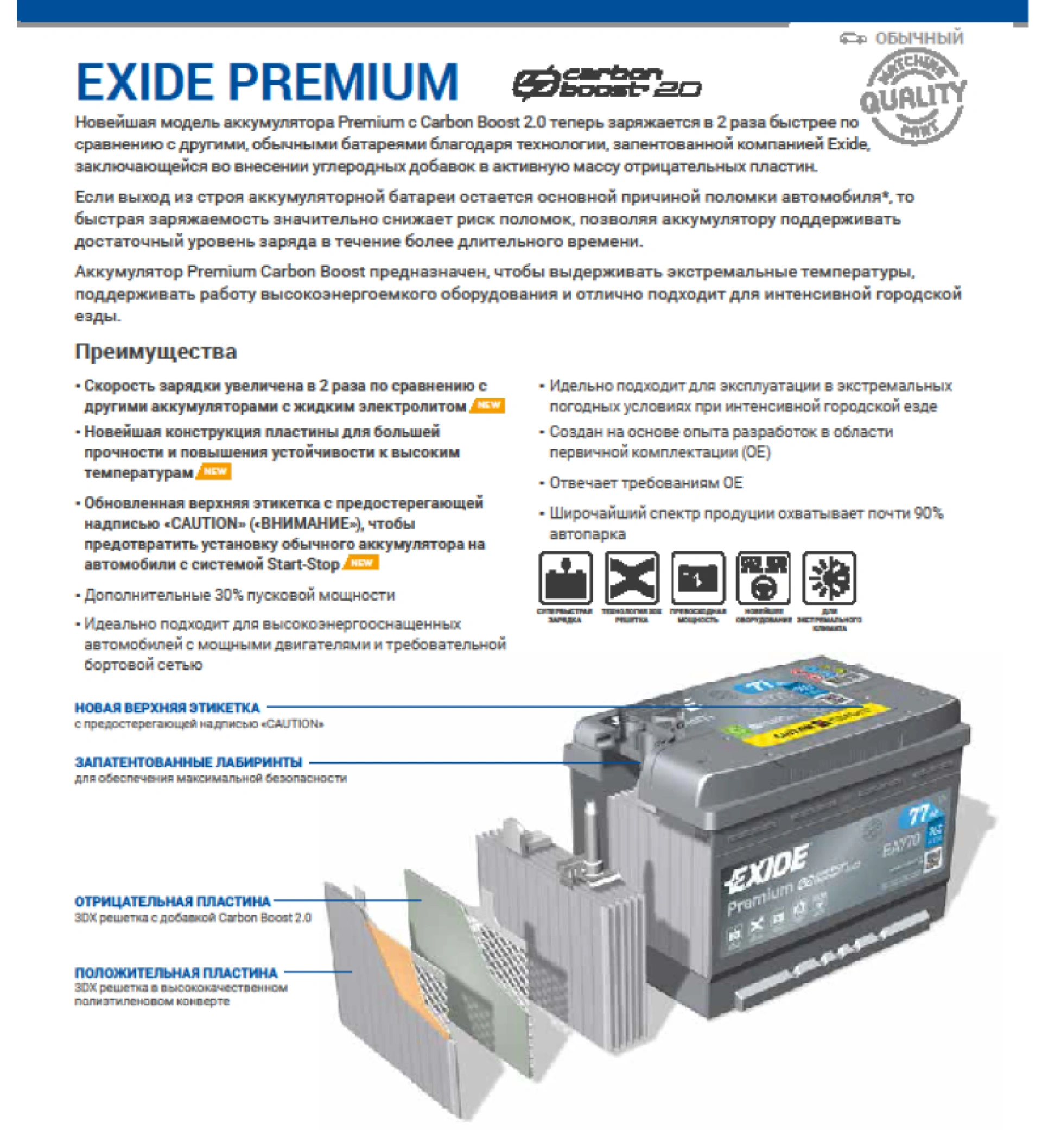 Акумулятор EXIDE 6ст-85 PREMIUM-1